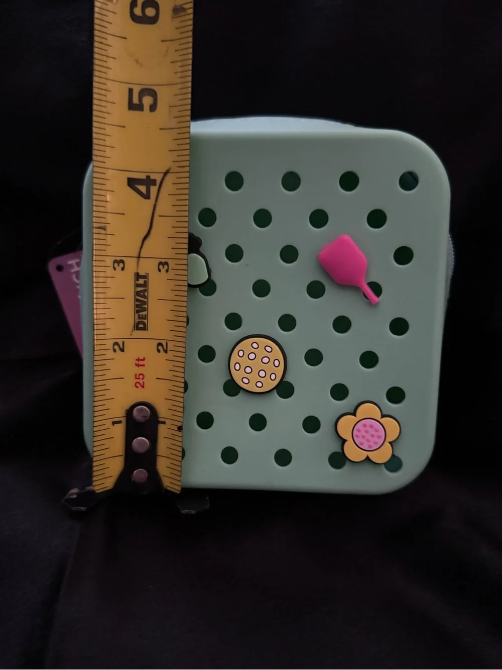 Mint Green Silicone Keychain Pouch with Cute Charm Pins